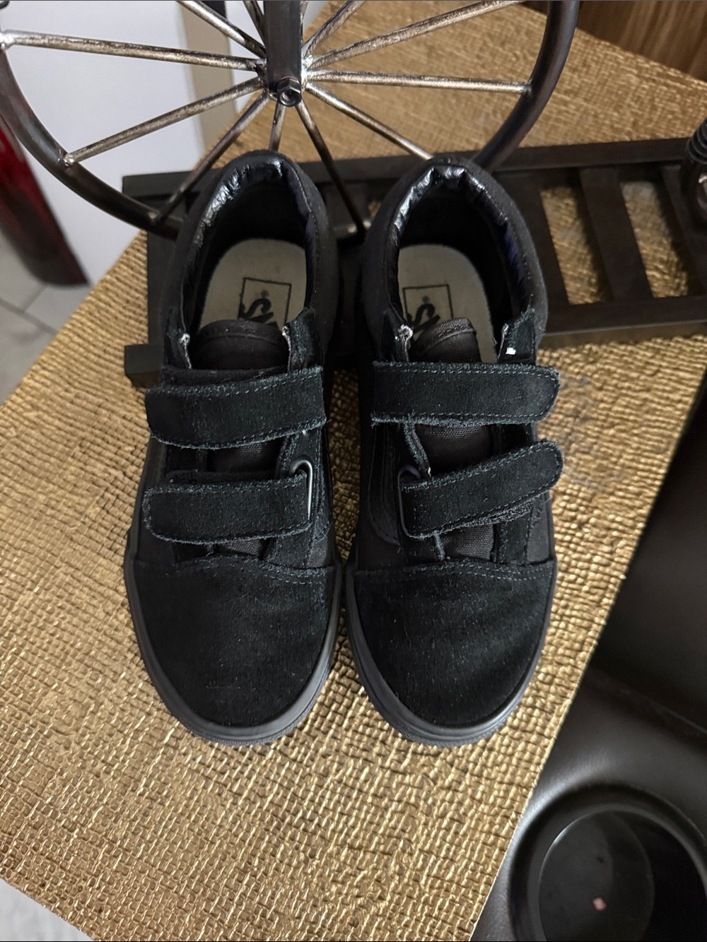 Vans Kids Black Double-Strap Skate Sneakers